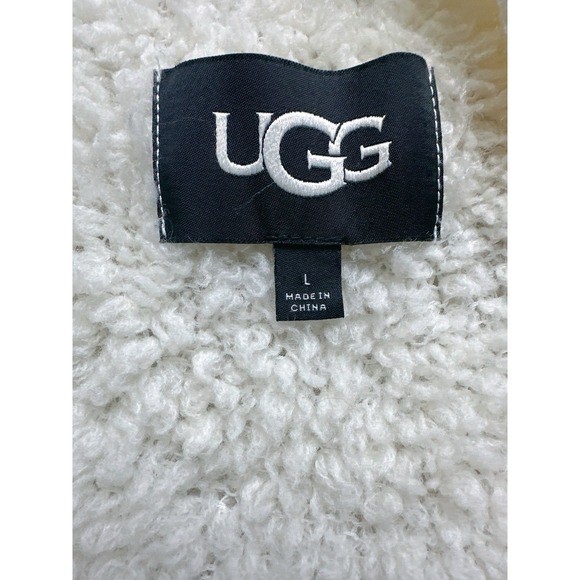 UGG Plaster Sherell Cloudfluff Wool Blend V Neck Cardigan Sweater LARGE - Picture 5 of 10